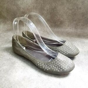 Faded Glory Womens Porra  Size 7 Brown  Studded Slip On Ballet Flats